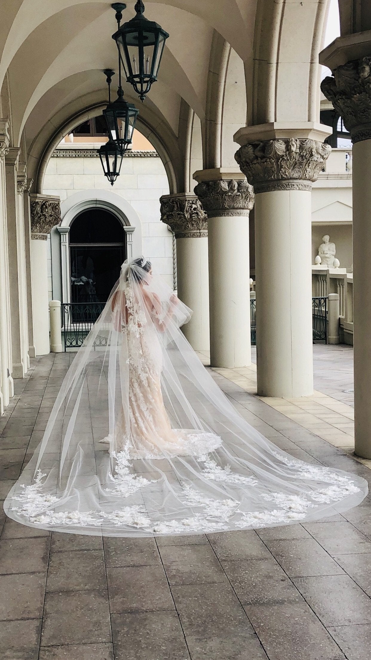 Royal Cathedral Bridal Veil Drop Wedding Veil | Eden Luxe Bridal Pale Ivory