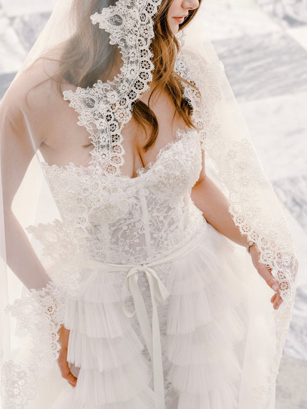 Fairy Tale Worthy Cathedral Length Lace Bridal Veil Fit For A