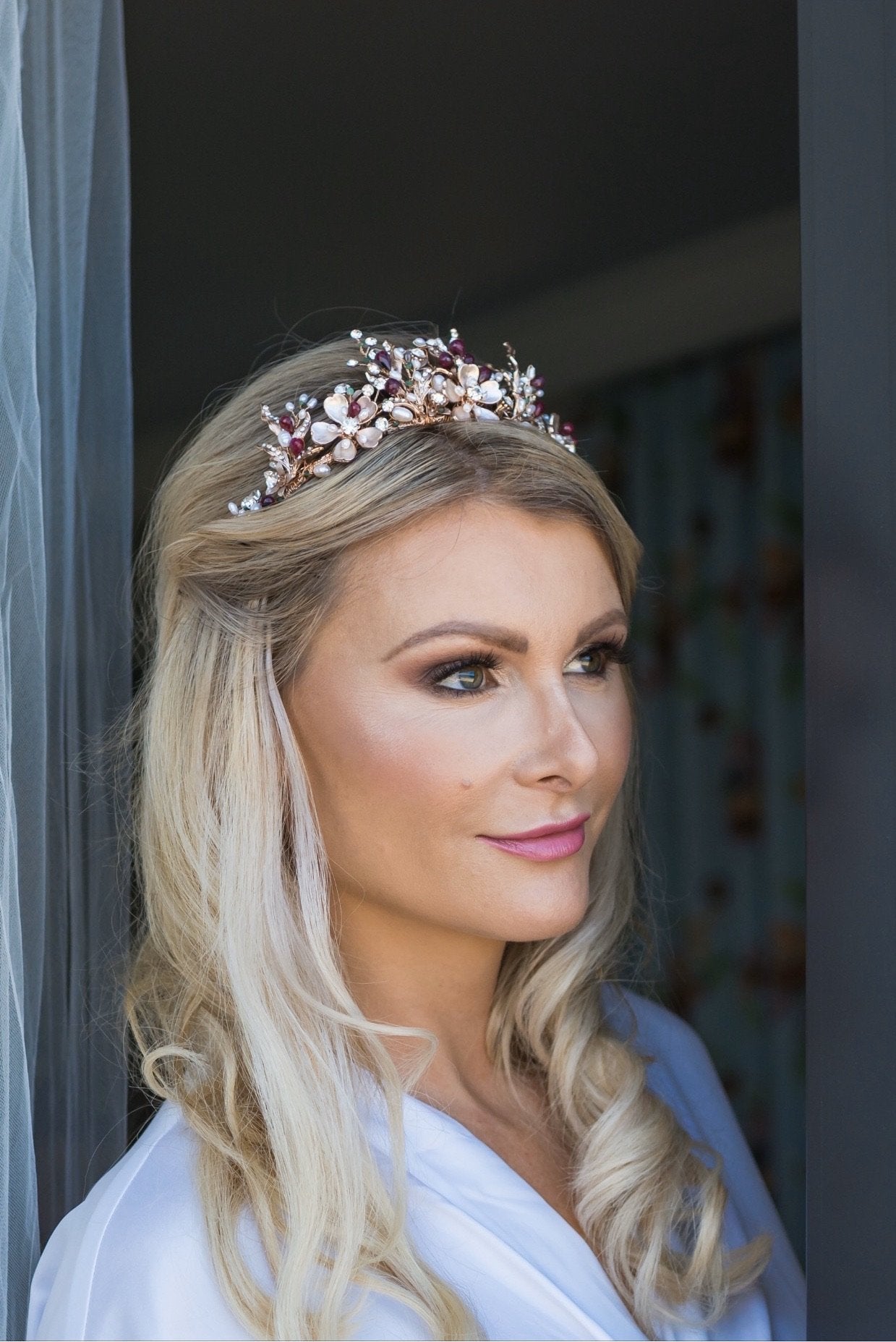 Crystal and Pearl Bridal Tiara Ranier Tiara | Eden Luxe Bridal Silver