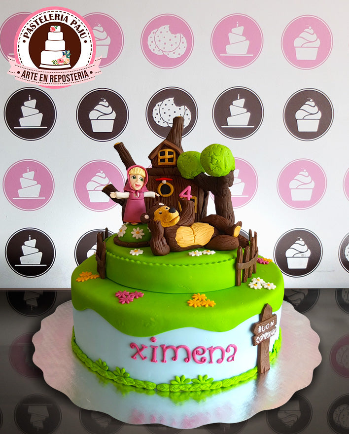 Descubrir 63+ imagen pastel masha y el oso fondant