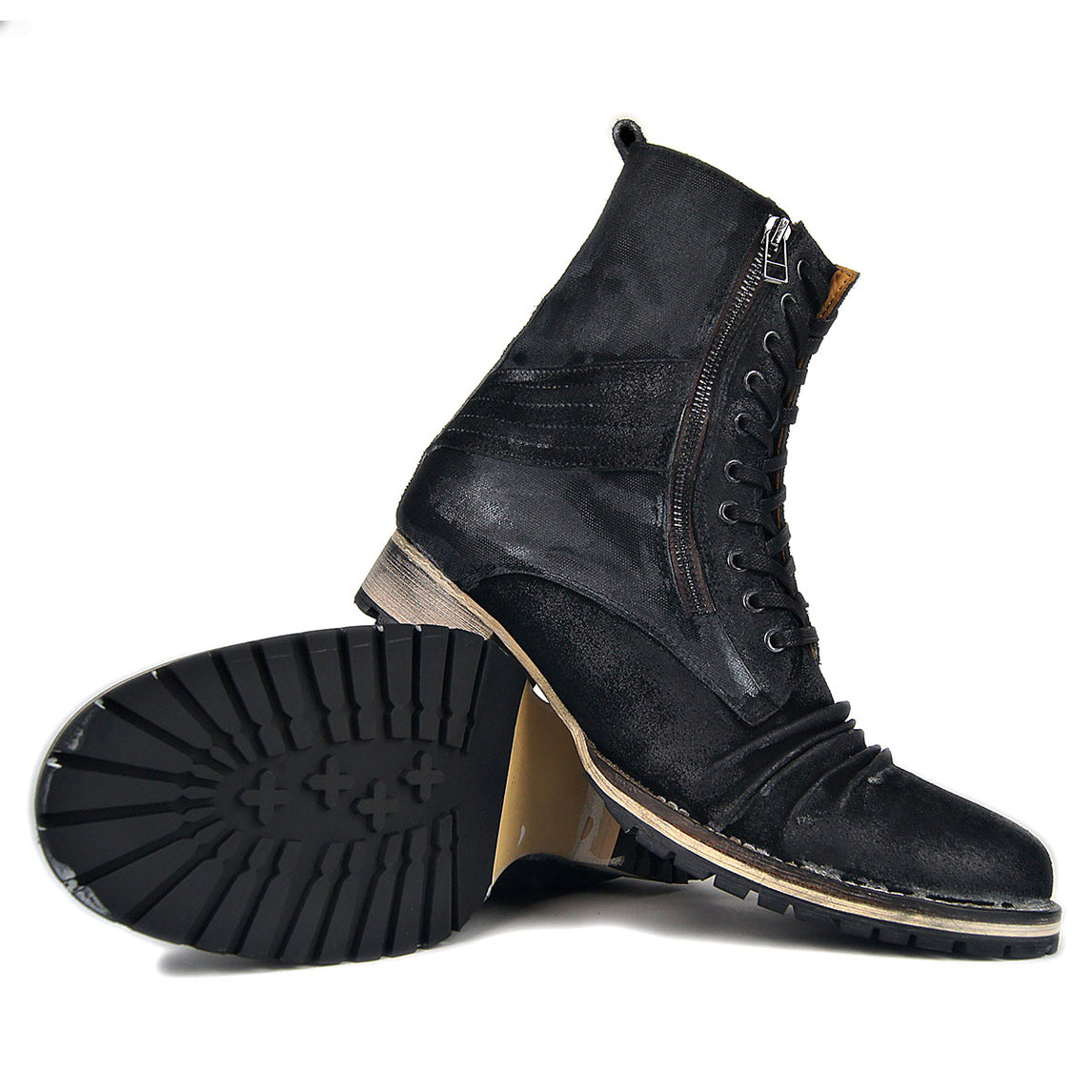 black cuban heel ankle boots