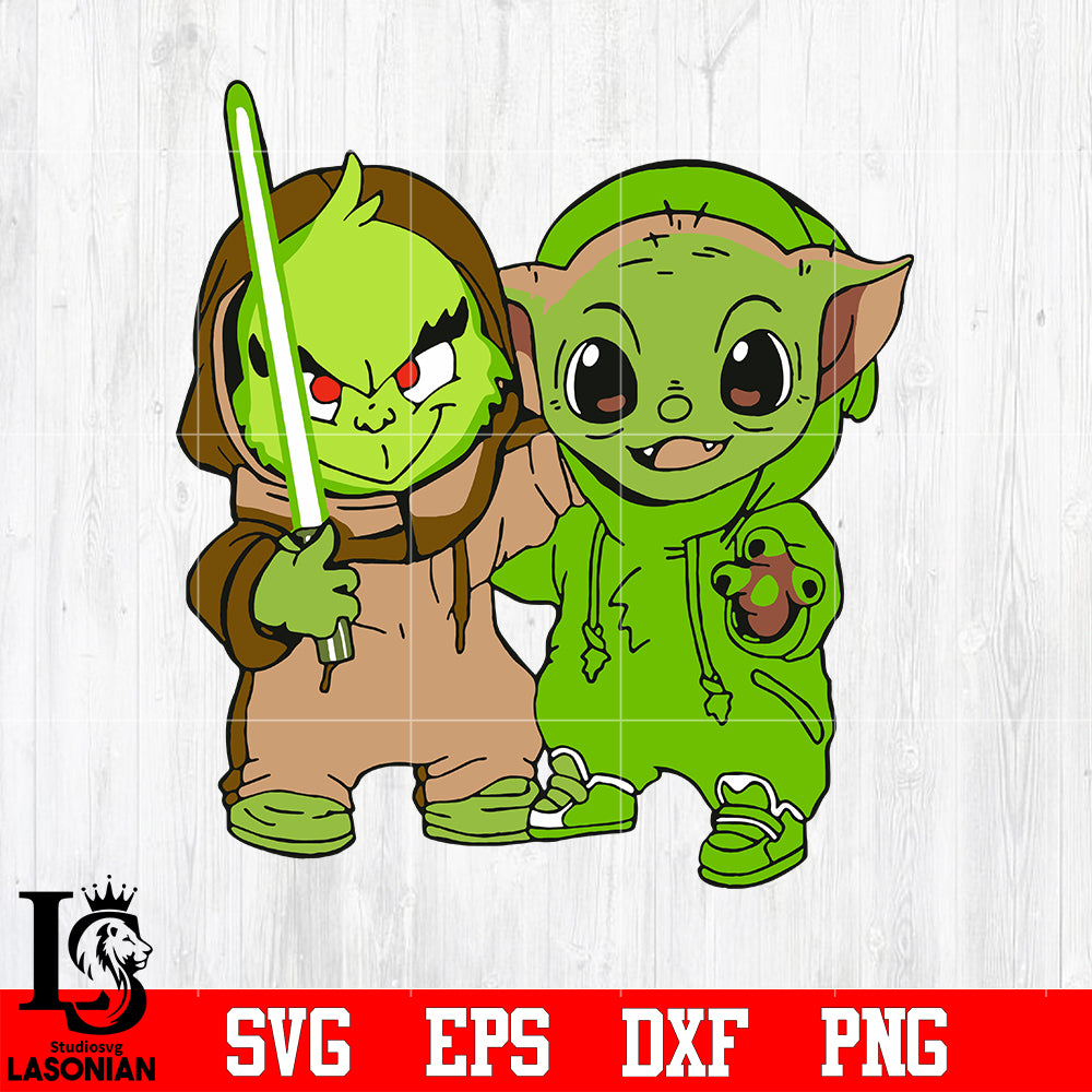 Download Baby Grinch And Baby Yoda Cosplay Svg Eps Dxf Png File Lasoniansvg