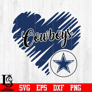 Dallas Cowboys Logo, Dallas Cowboys Heart NFL Svg Dxf Eps Png file