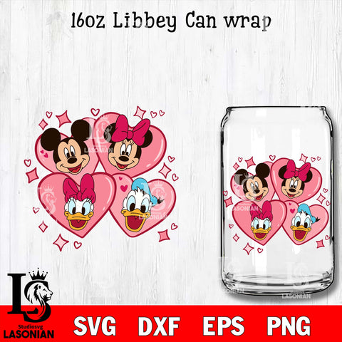 Disney valentines 16oz Libbey Can Glass, Valentines Day Tumbler Wrap s –  lasoniansvg