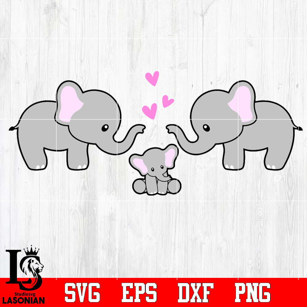 Download Elephant Family Svg Dxf Eps Png File Lasoniansvg