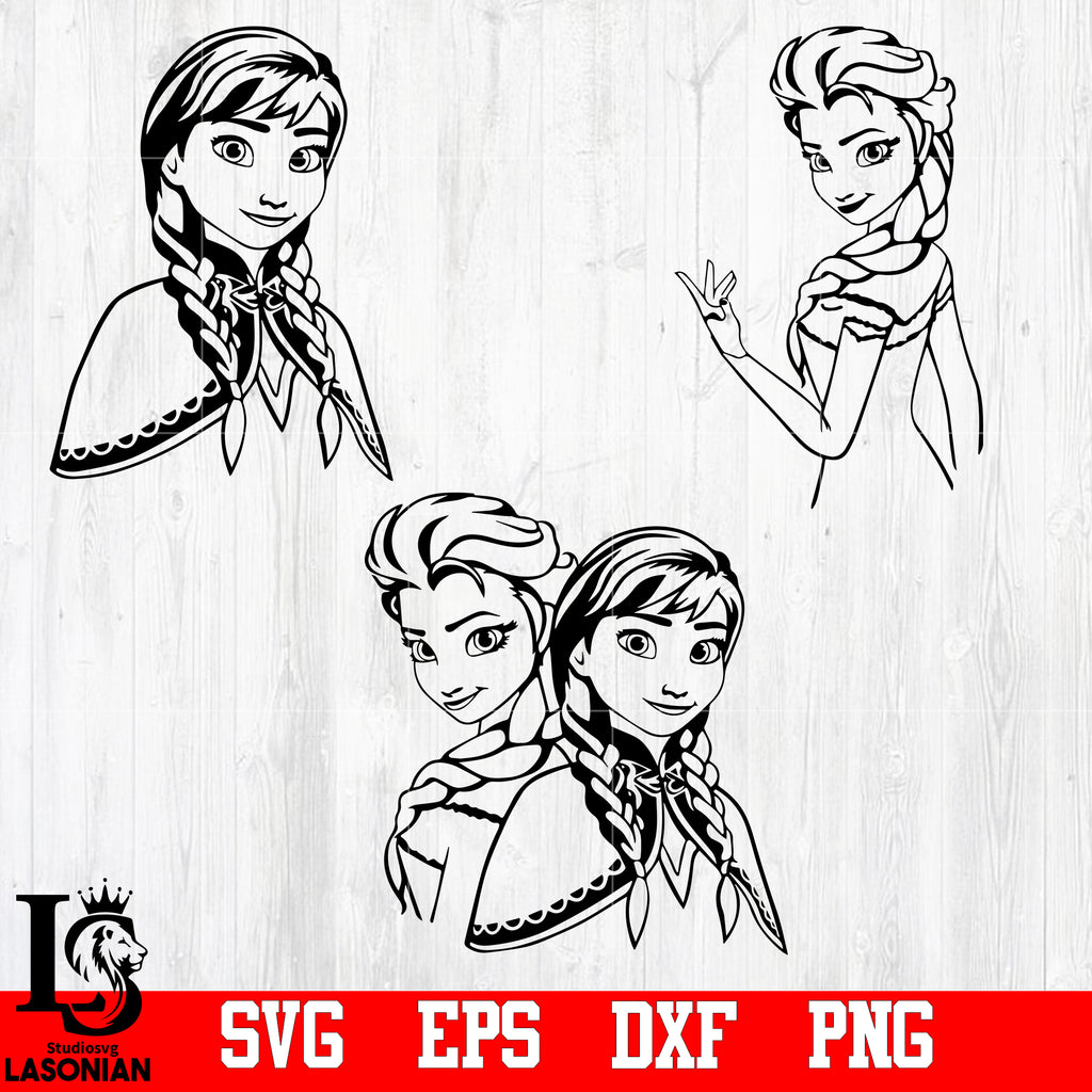 Frozen Princess Anna And Elsa Svg Eps Dxf Png File Lasoniansvg