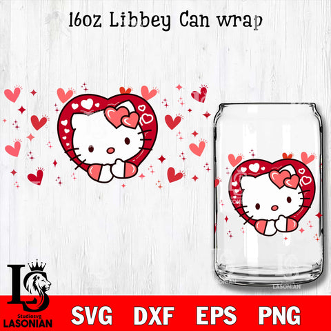 Valentine's Day Tumbler 16 Oz Glass Cup Hello Kitty Glass Cup