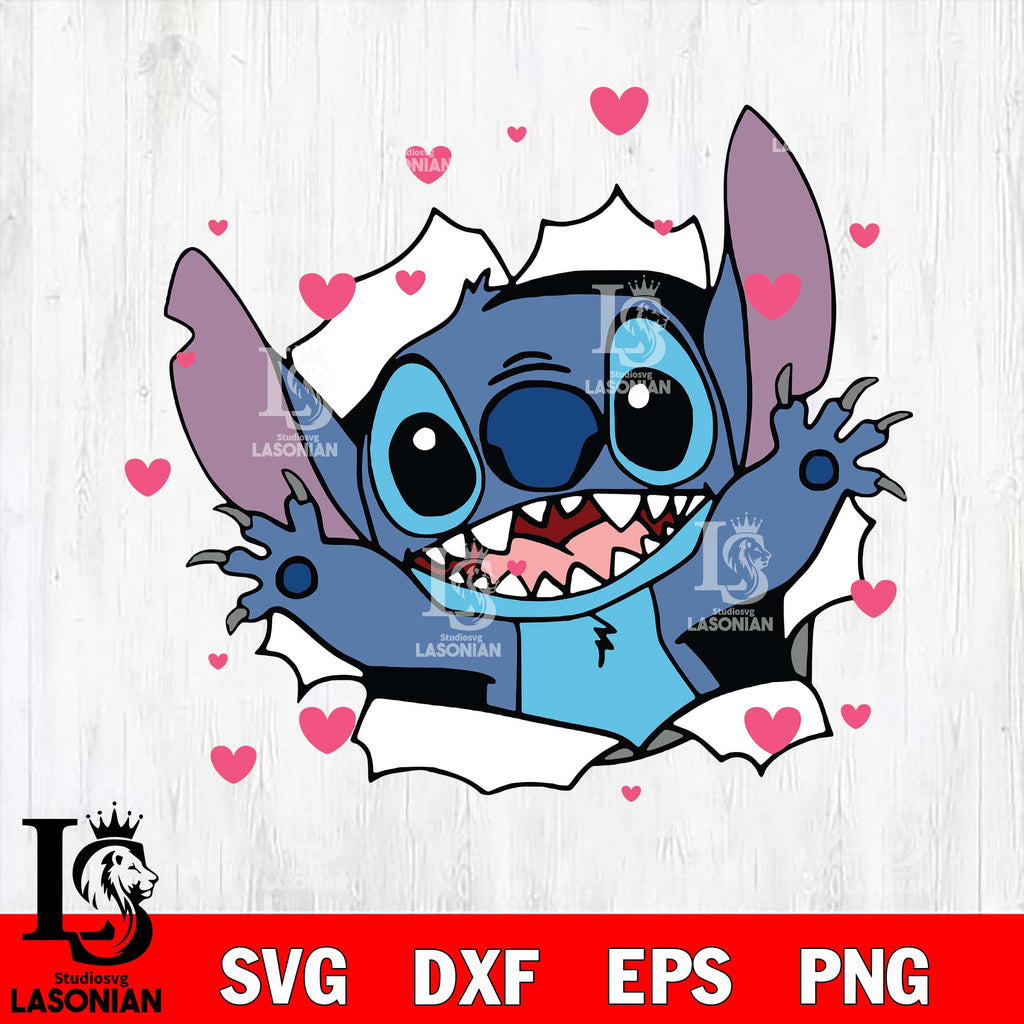 STITCH valentine's 2 svg , STITCH valentine's day svg eps dxf png file