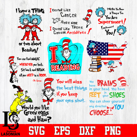 Thing 1 Thing 2 Reading High Quality SVG, Dr Seuss Svg Dxf Eps Png fil ...