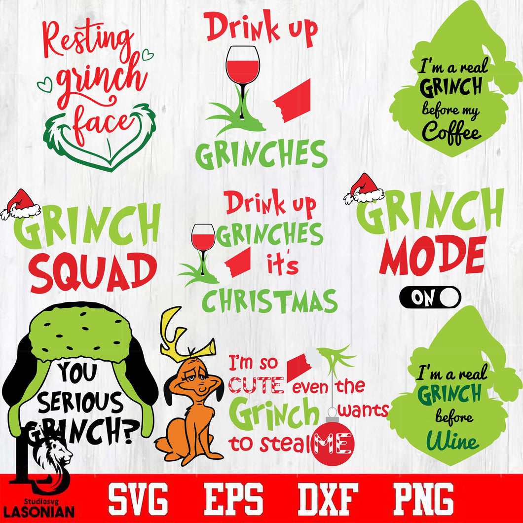 grinch bundle 15 file svg dxf pdf png file – lasoniansvg