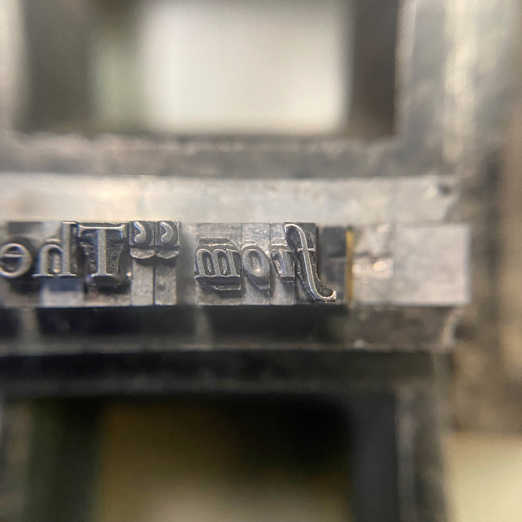detail of metal type form at Expedition Press