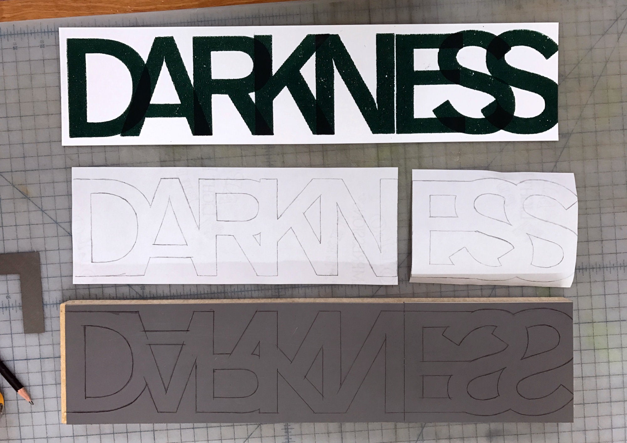 linocut layout process "darkness"