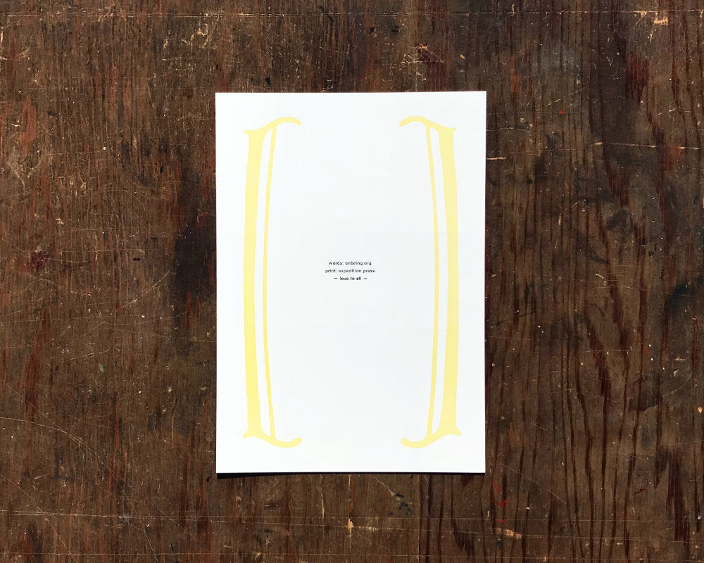 back of Embrace print, large yellow brackets