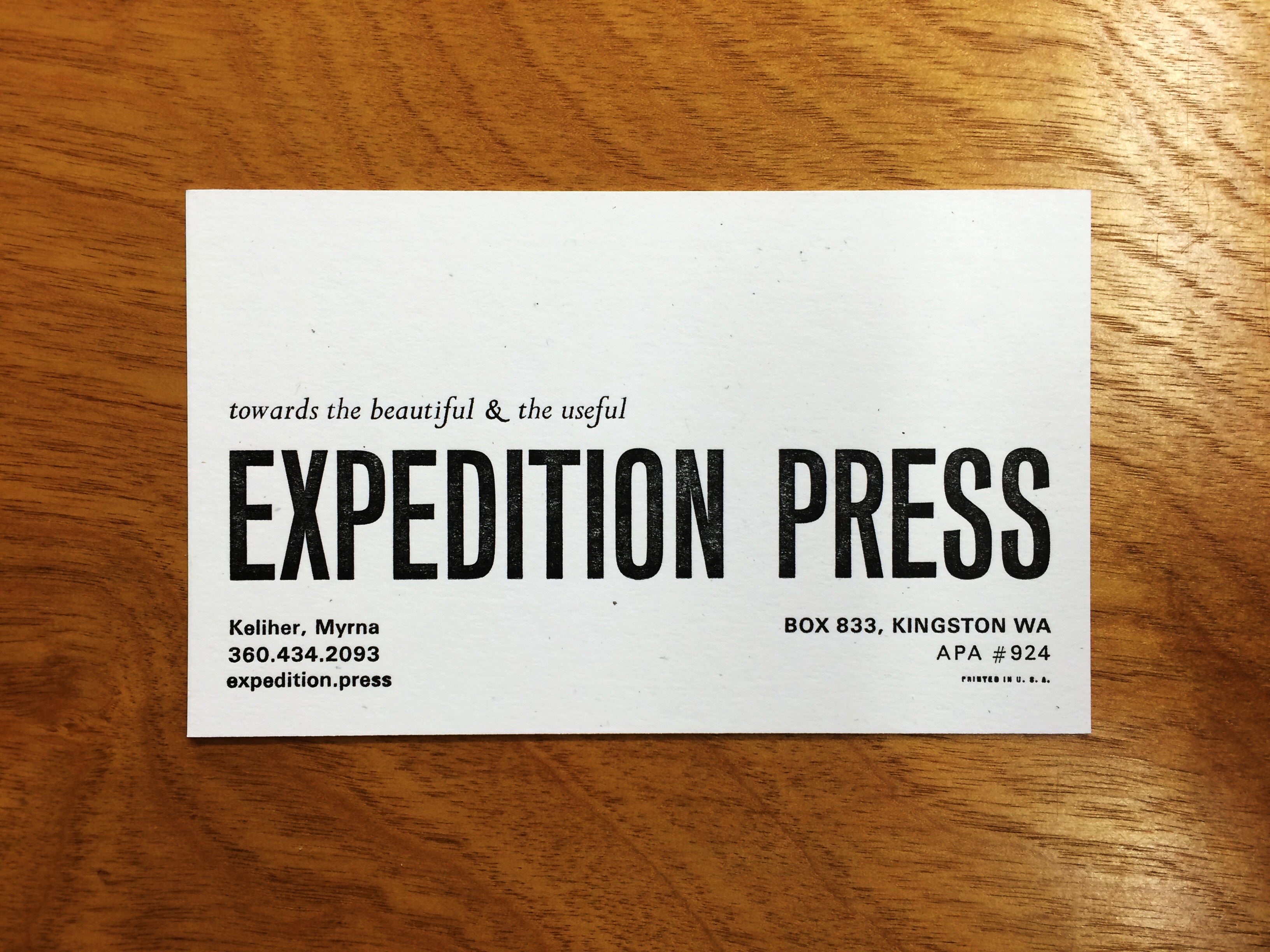 letterpress proprietor card Expedition Press