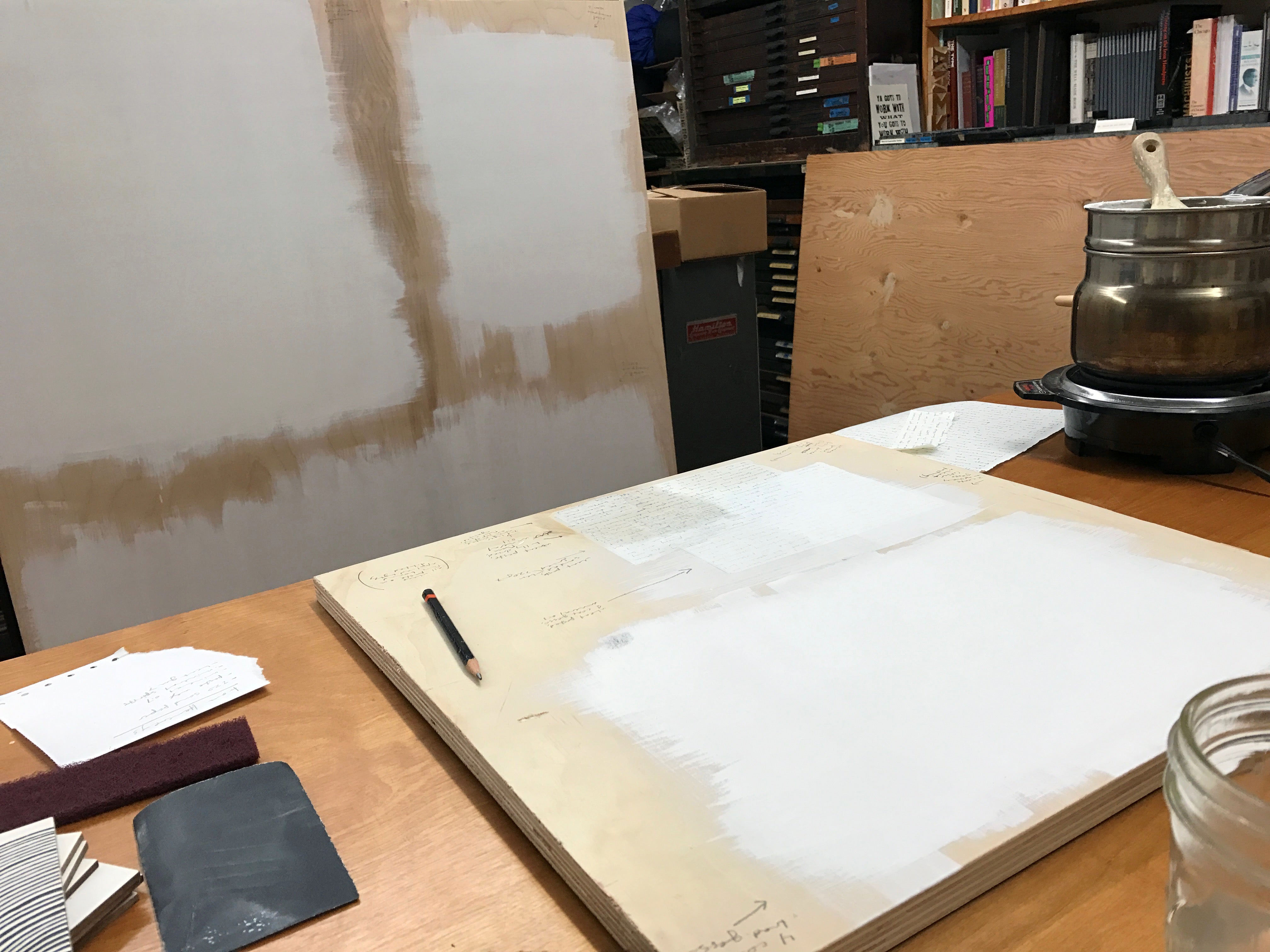 gesso experiments on wooden panels