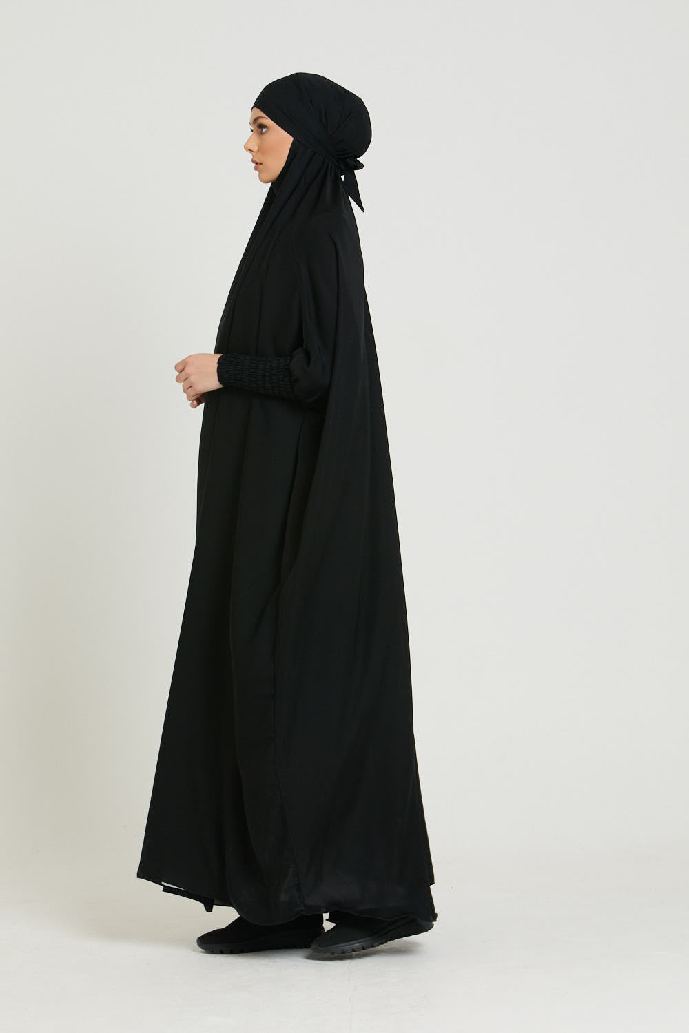 Black Jilbab: One-Piece Full Length Black Jilbab/Prayer Set