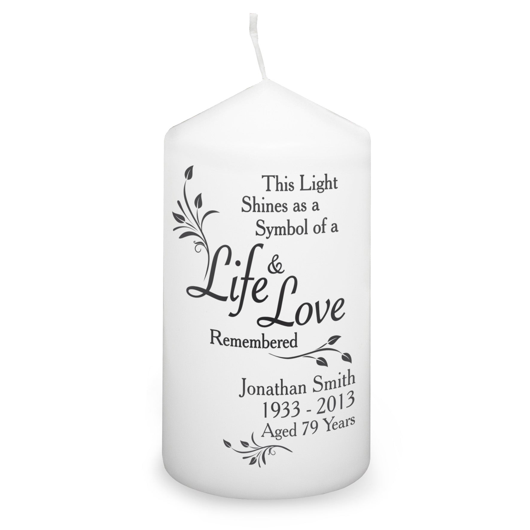 Personalised Life & Love Memorial Candle