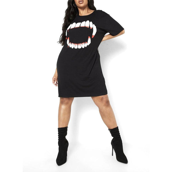 New Womens Ladies Plus Size Halloween Vampire T-shirt Dress Top Party Outfits