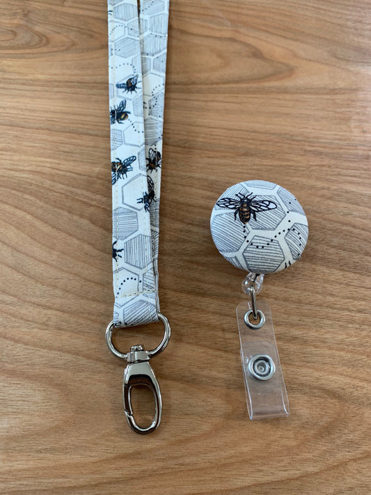 Bee lanyard with a matching badge reel, Bee lover gift, Nursing studen – 13  Dragonfly Designs
