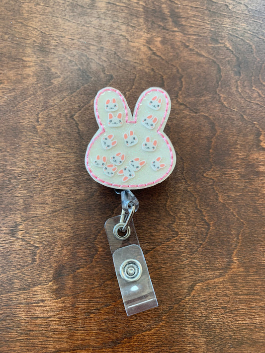 Easter Bunny Badge Reel, Easter Badge Clip, Spring ID Badge, ID Holder, Nursing Badge Holder, Teacher Name Badge, Pediatric ID Holder, Bunny