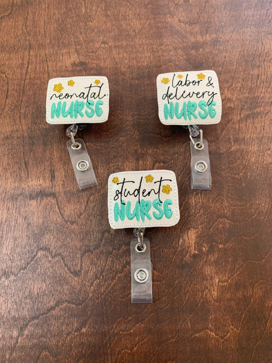 Nurse Badge Reels, Registered Nurse Badge Holder, Labor and Delivery B – 13  Dragonfly Designs