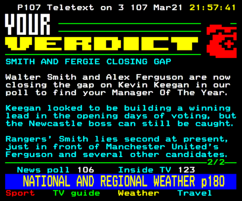 Manager Of The Year 1993 Teletext Poll