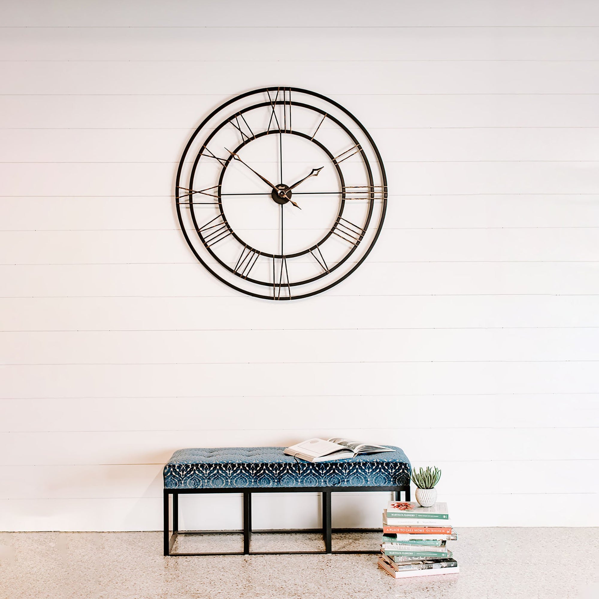 Modern Farmhouse Wrought Iron Oversize Gallery Lehman Wall Clock Emperor Clock Company