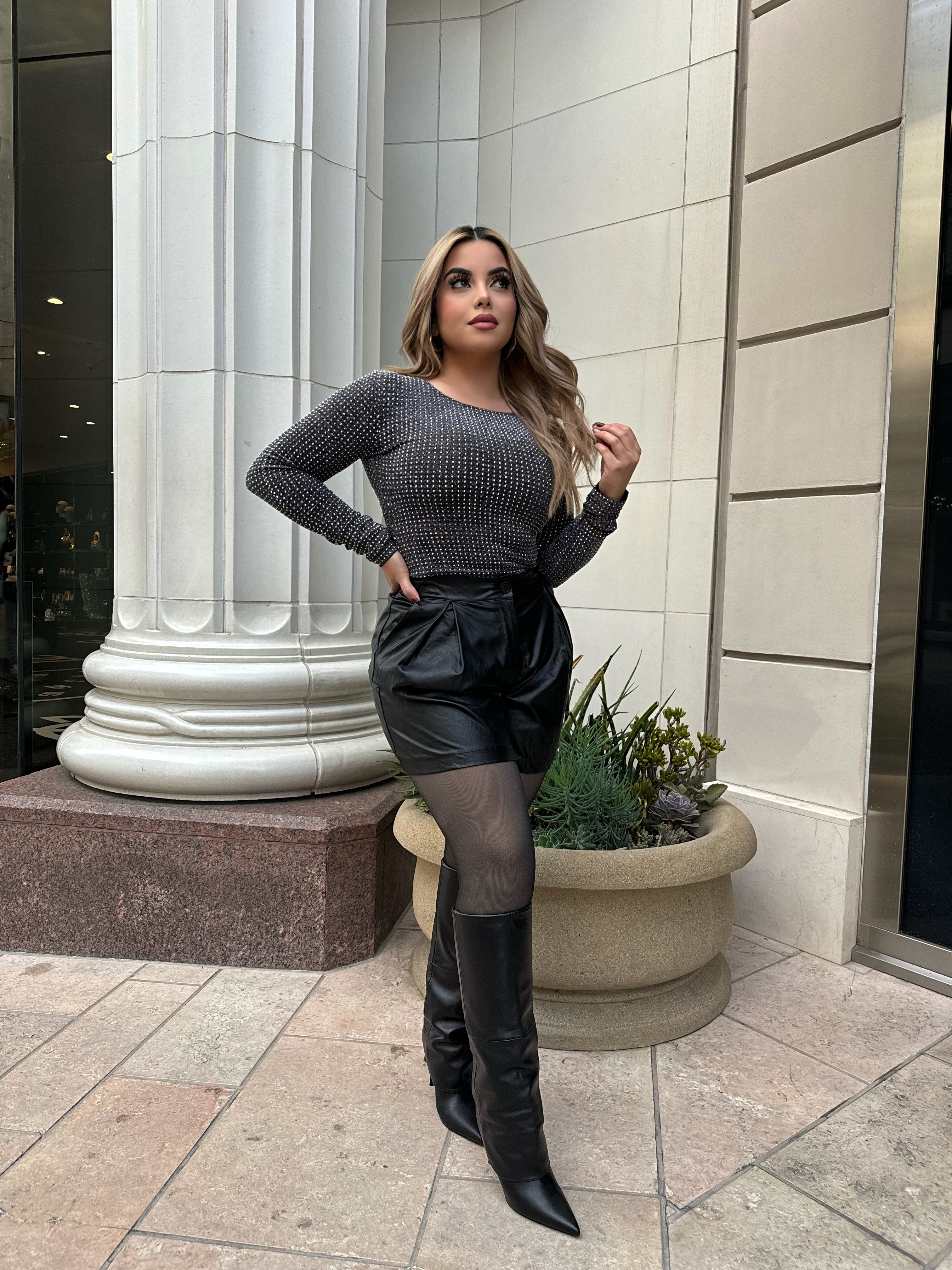 Flowy leather shorts