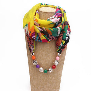 Peacock Multi-style Decorative Jewelry Necklace Resin Beads Pendant Scarf Women Foulard Femme Head Scarves Hijab Scarfs