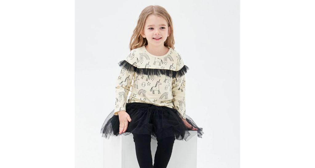 Doodle Ruffle Long Sleeve Tee