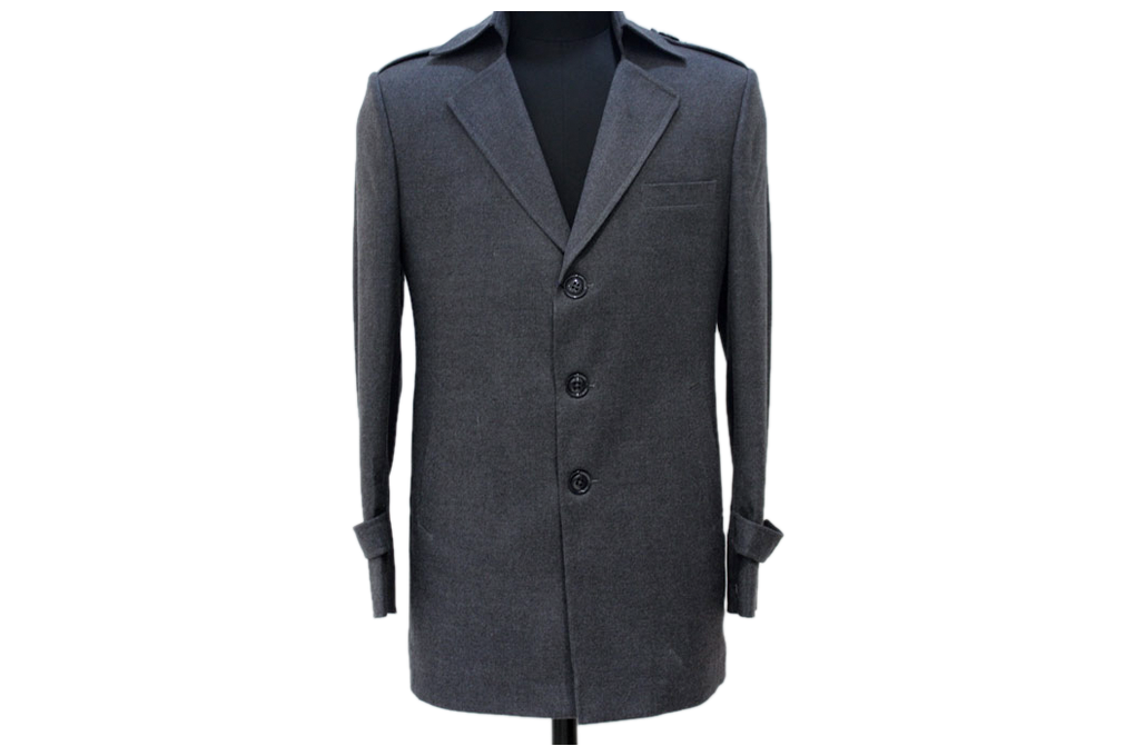 mens grey slim fit overcoat