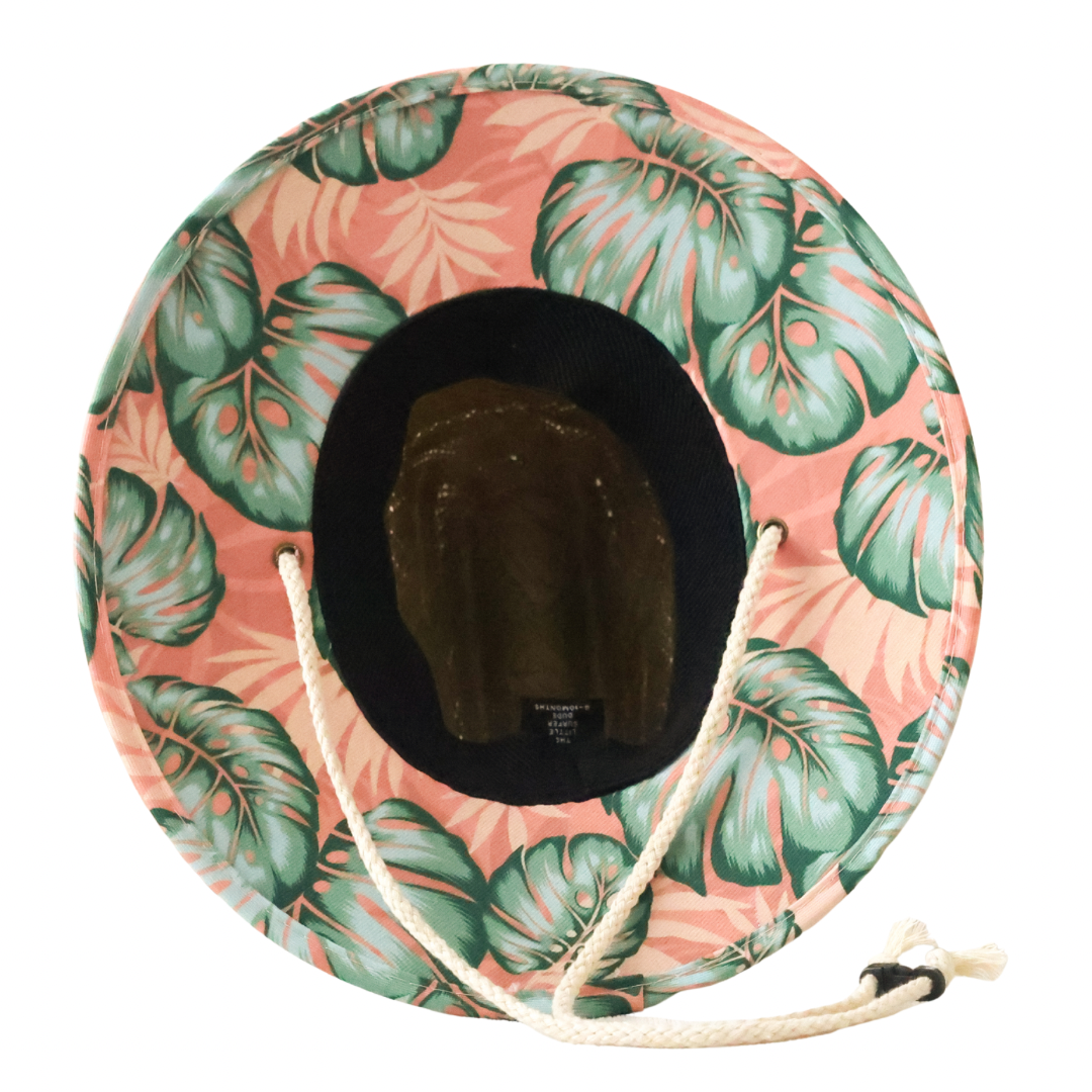 Little Surfer Girl Pink Tropical Straw Hat