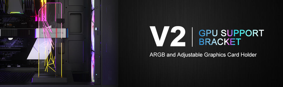 Vetroo V2 ARGB 3-Pin GPU Support Bracket, Edge-Lit Tempered Glass GPU