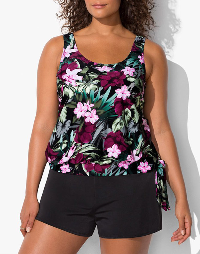 FULLFITALL - Mint Medallion V-NECK Flowy Tankini Set