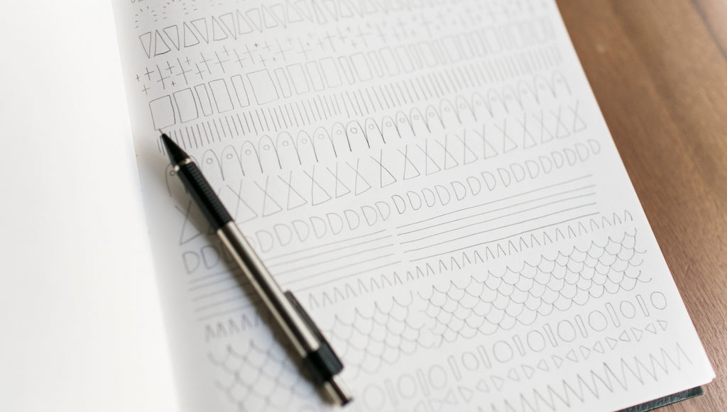 A sketch pad showing repeating patterns