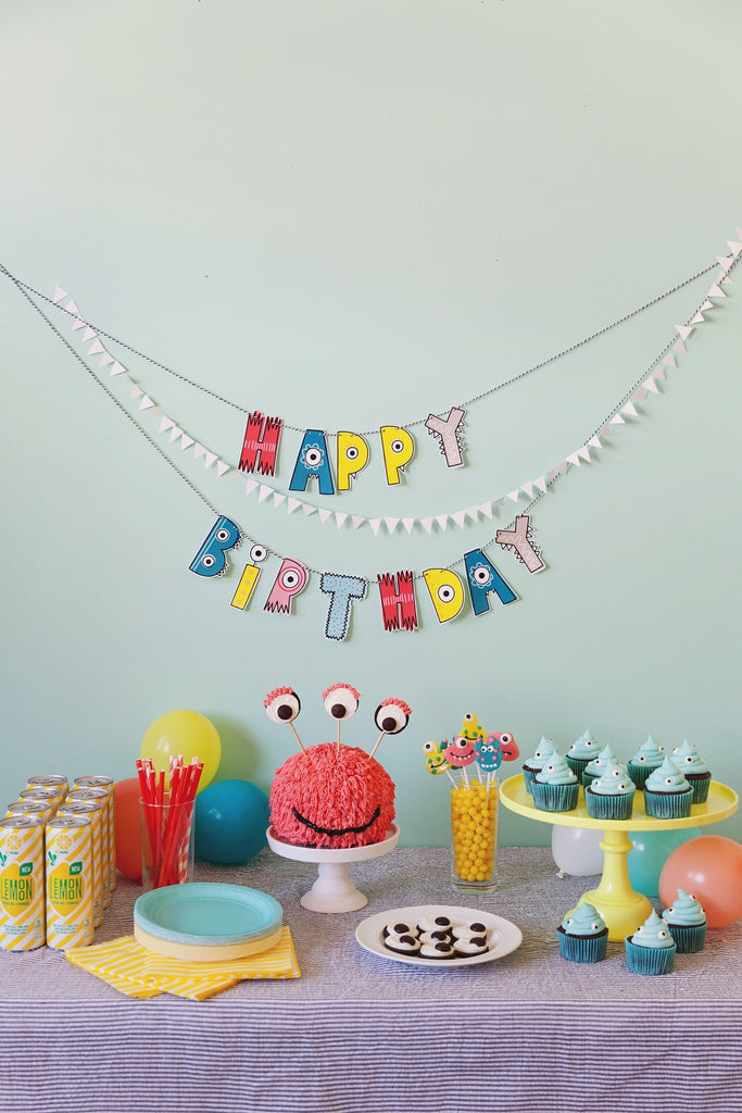 Monster font birthday party banner