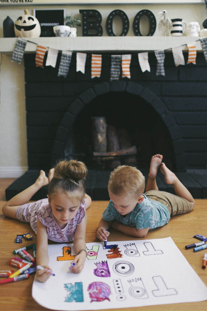 Kids coloring the monster font