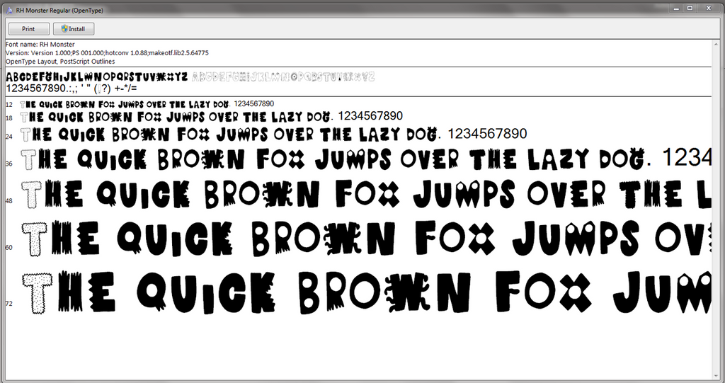 Windows font installer screen shot
