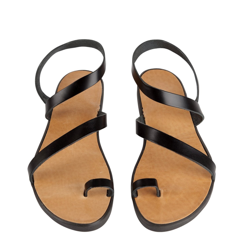 Beoordeling Erfenis mengsel Handgemaakte Griekse sandalen in zwart leer – Bottines