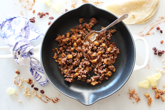 Fall Picadillo with Candied Pineapple, Raisins, and Pinenuts