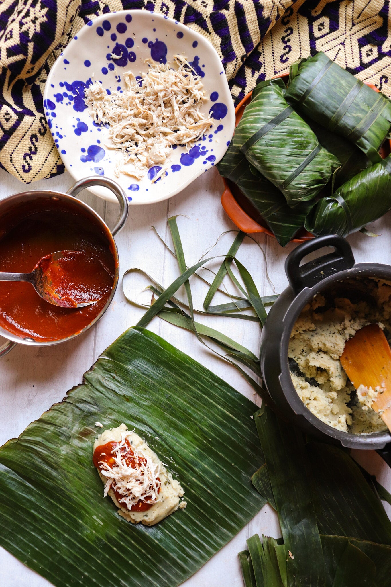 Tamales de Mole Poblano with Banana Leaves - Kitchen Wrangler