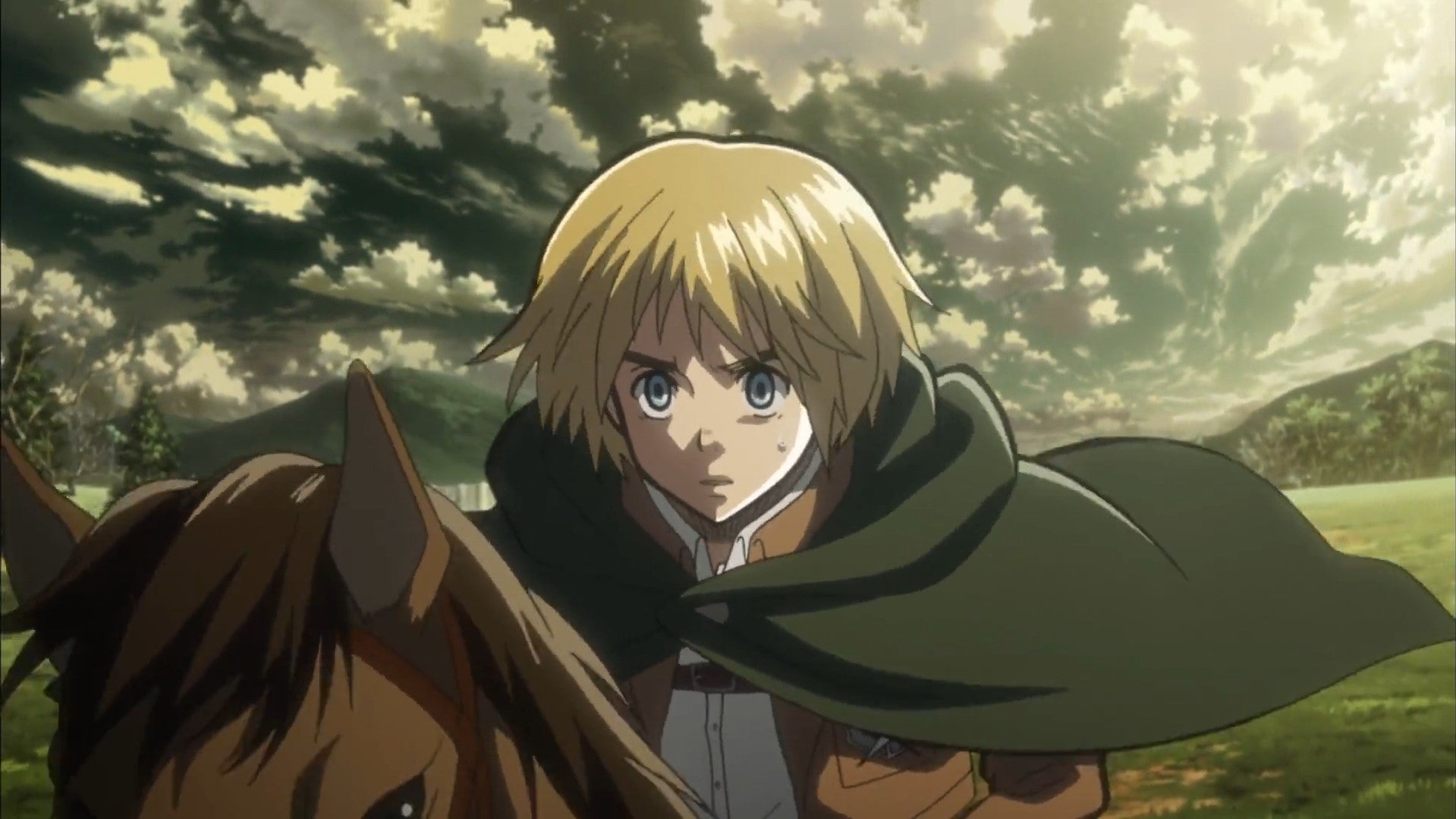 Attack On Titan Armin Arlert Riding Horse Survey Corps