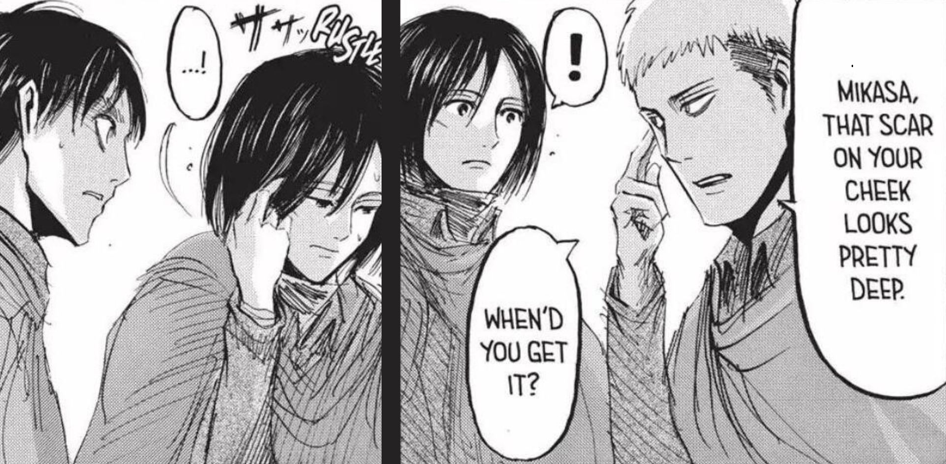 Attack On Titan Jean Asking Mikasa About Cheek Scar Manga