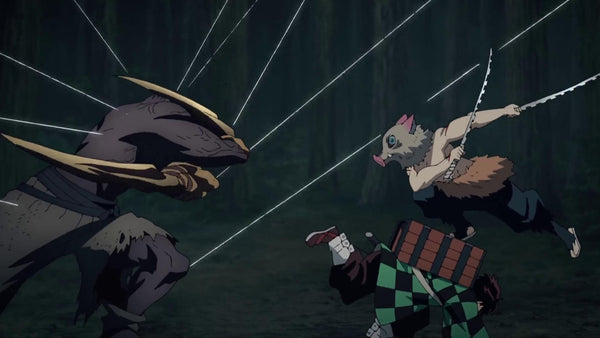 Demon Slayer Inosuke And Tanjiro Fighting A Demon Together