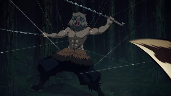 Demon Slayer Inosuke Caught In A Spider Web