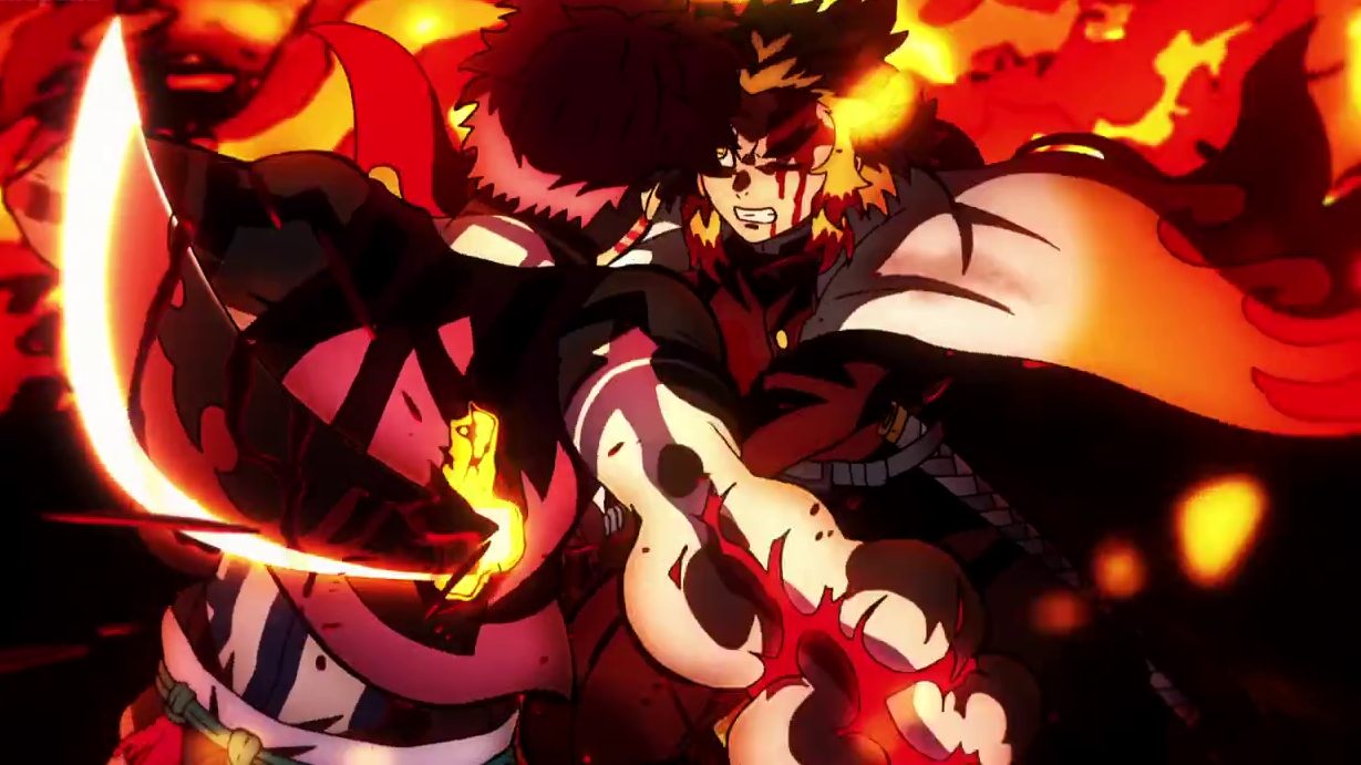 Demon Slayer Mugen Train Arc Akaza Kills Kyojuro Rengoku