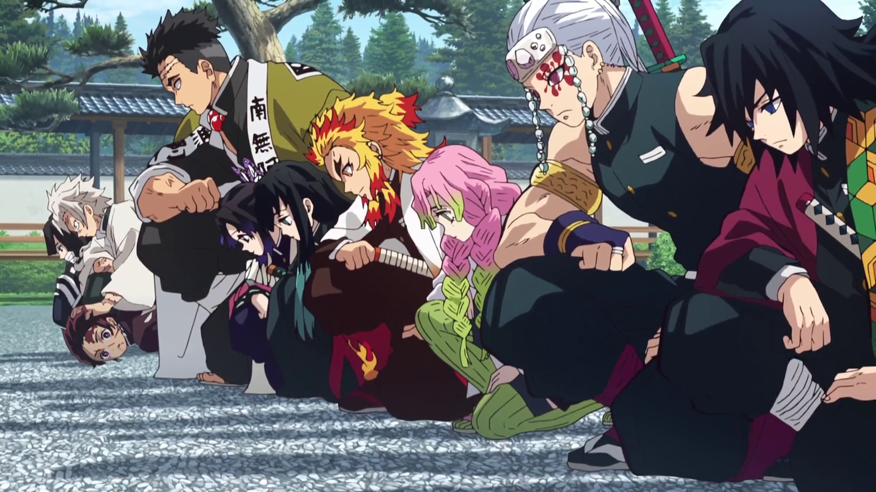 Demon Slayer Rehabilitation Training Arc Hashiras Bowing