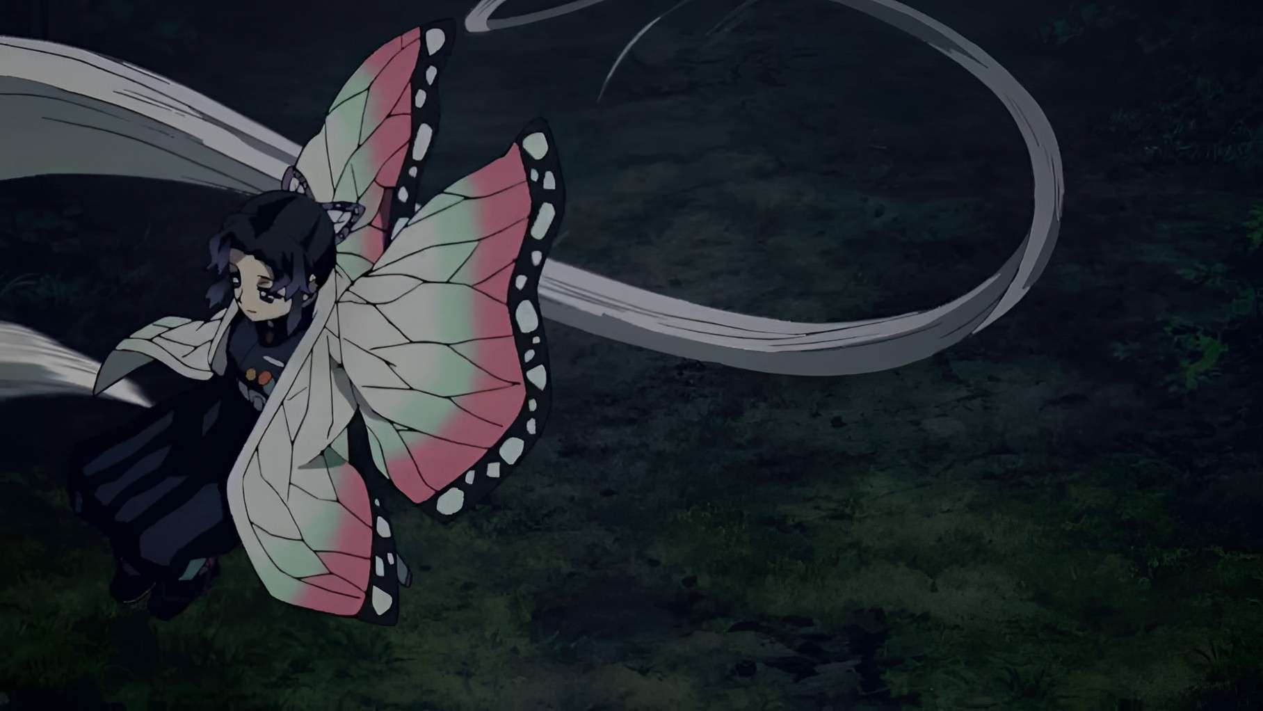 Demon Slayer Shinobu Kocho In Motion Butterfly Kimono