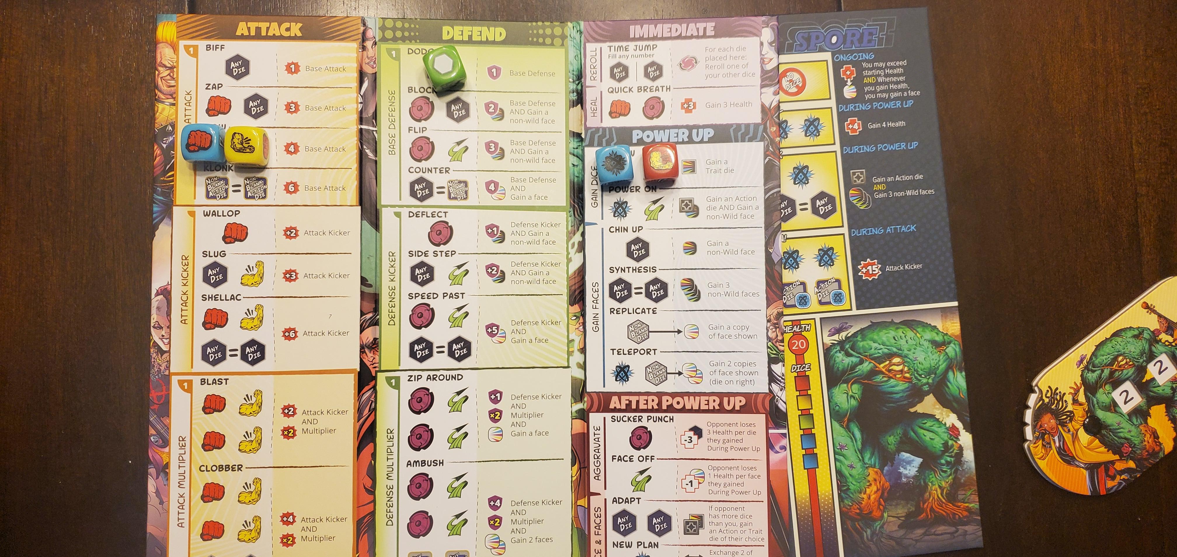 Kapow Board Game Attack Defend Immediate Power Up After Power Up