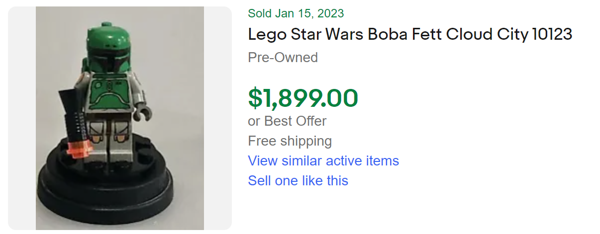 LEGO Cloud City 10123 Boba Fett Figure Sold Price